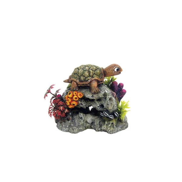 Turtle on Rock - akvariedekoration