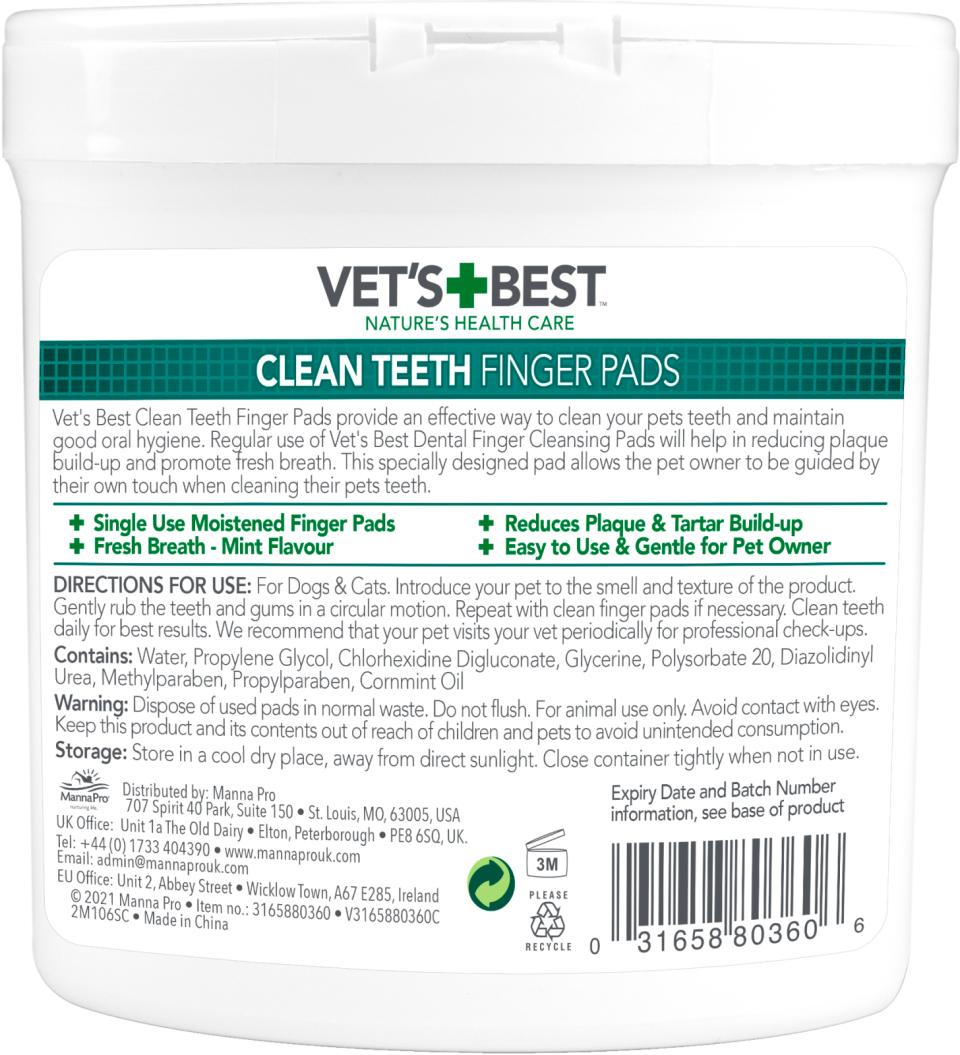 Vet's Best Clean Teeth fingertutter, 50 stk