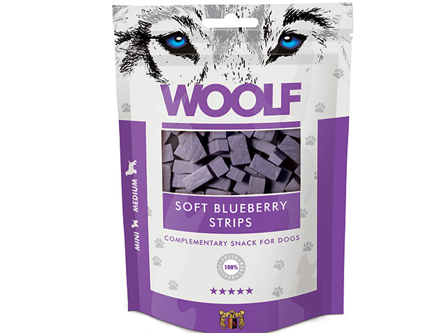 Woolf Soft Blueberry Strips, 100 g