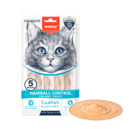Wanpy Creamy Treat, Hairball, 5 x 14g