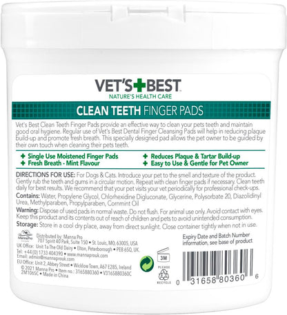 Vet's Best Clean Teeth fingertutter, 50 stk