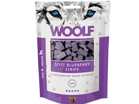 Woolf Soft Blueberry Strips, 100 g