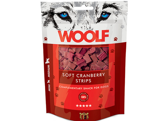 Woolf Soft Cranberry Strips, 100 g