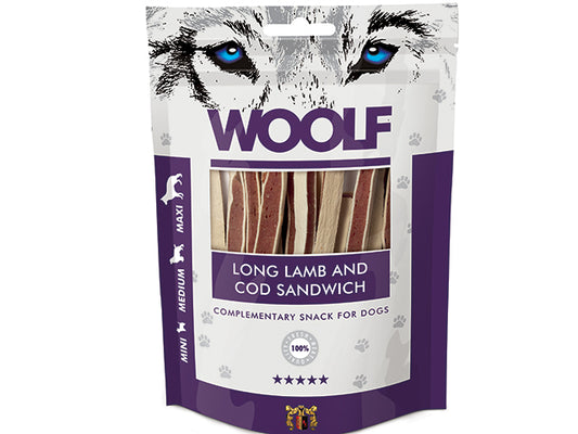 Woolf Long Lamb and Cod Sandwich, 100 g